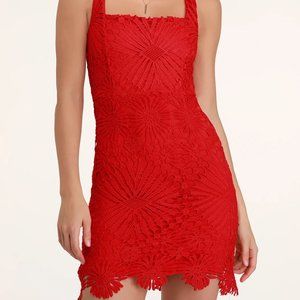 Lulus Heart Strings Red Lace Mini Dress